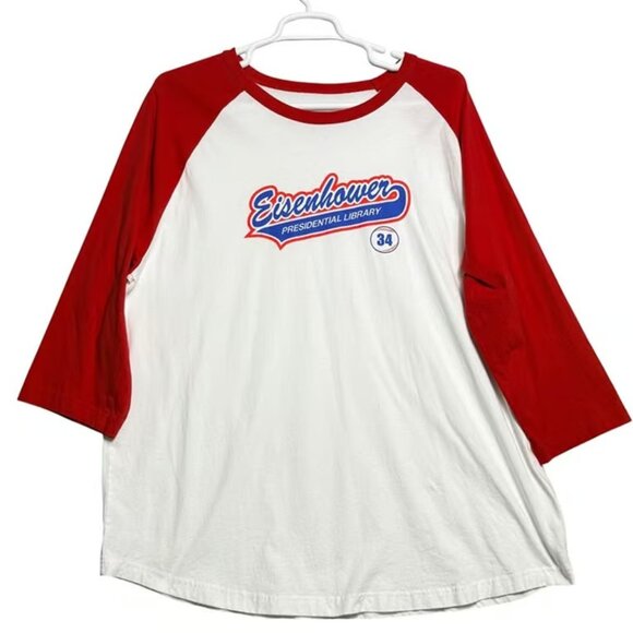 Sport-Tek Other - Sport-Tek Raglan Shirt Mens 2XL White/Red Cotton Eisenhower Presidential Library